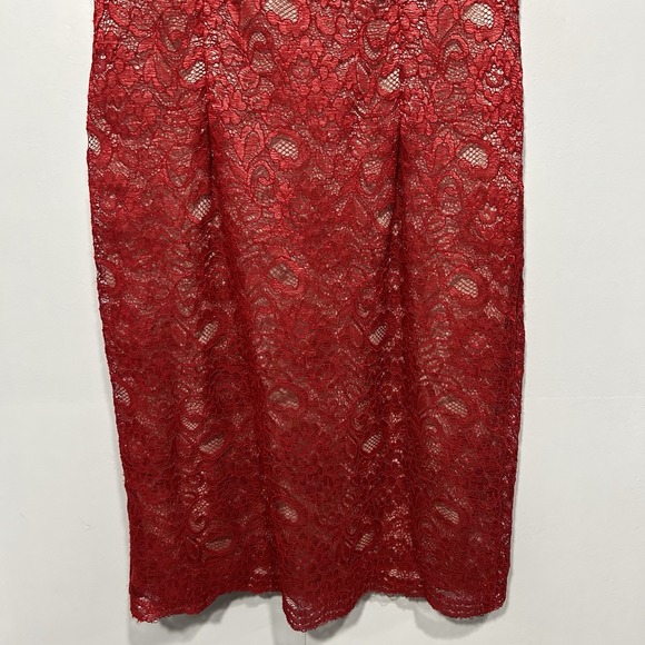 Womens Red Lace Dress Size 6 Mermaid Party Coquette Wedding‎ Guest Holiday Fairy - Picture 5 of 7